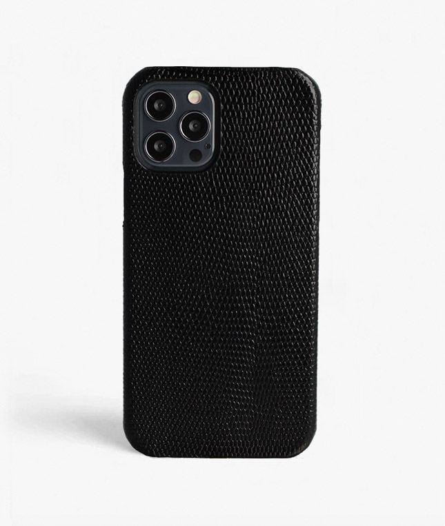 iPhone 13 Pro Max Leather Case Lizard Black