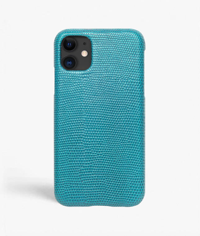 iPhone 11 Leather Case Lizard Turquoise