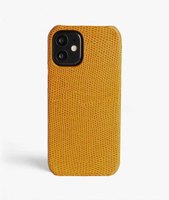 iPhone 12 Mini Leather Case Lizard Dark Yellow