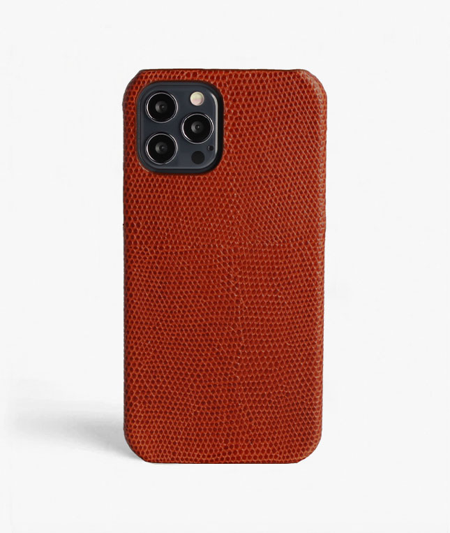 iPhone 12 12 Pro Leather Case Lizard Dark Red