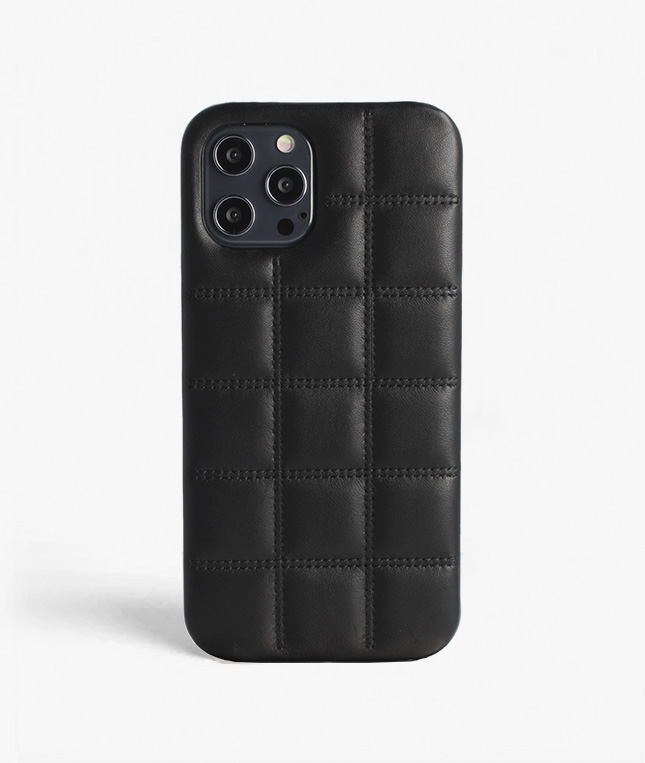 iPhone 12/12 Pro Leather Case Padded Black