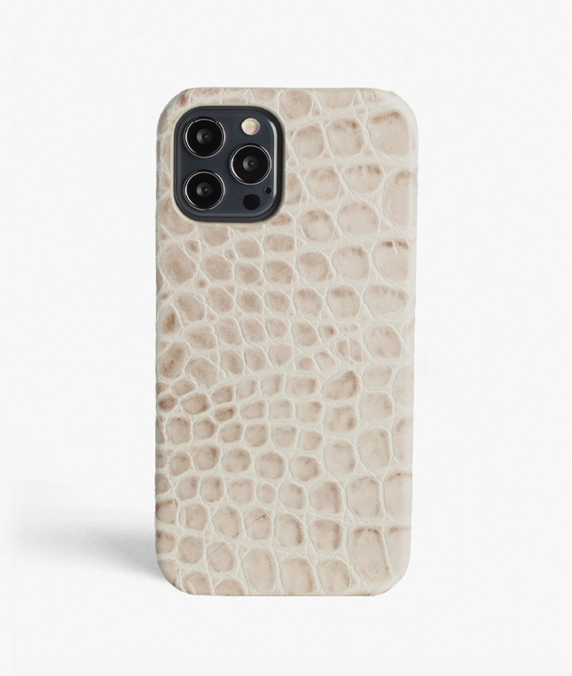 iPhone 12 Pro Leather Case Crocodile Grey Small Pattern