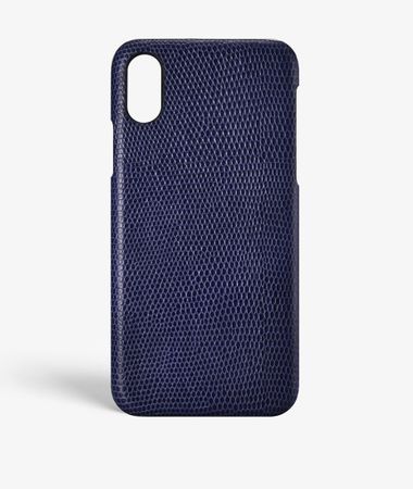 iPhone Xs Max Leather Case Lizard Navy