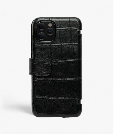 iPhone 11 Pro Leather Card Case Croco Black