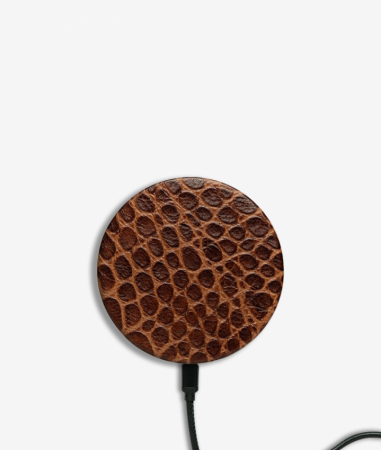 Wireless Leather Charger Croco Brown