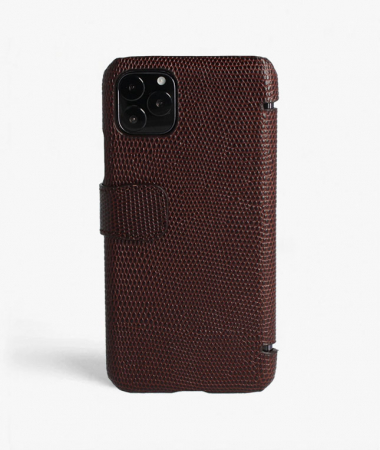 iPhone 11 Pro Max Leather Card Case Lizard Brown
