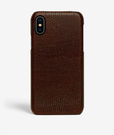 iPhone X/Xs Leather Case Lizard Brown