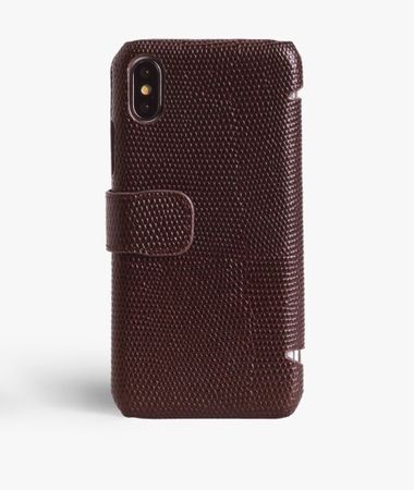 iPhone X/Xs Leather Card Case Lizard Brown