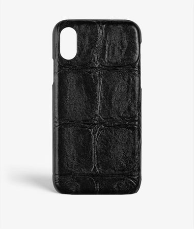 iPhone Xs Max Leather Case Maxi Croco Black