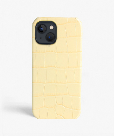 iPhone 13 Leather Case Croco Pastel Yellow