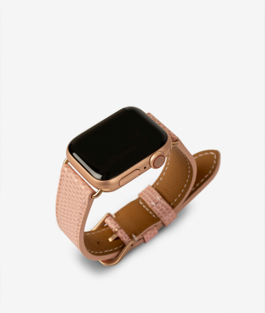Apple Watch Leather Wristband Lizard Blush Pink 38/40mm - Matt Gold