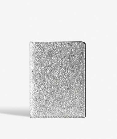 Passport Cover Crushed Metallic Silver