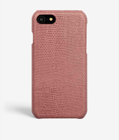 iPhone 7/8/SE Leather Case Lizard Dusty Pink