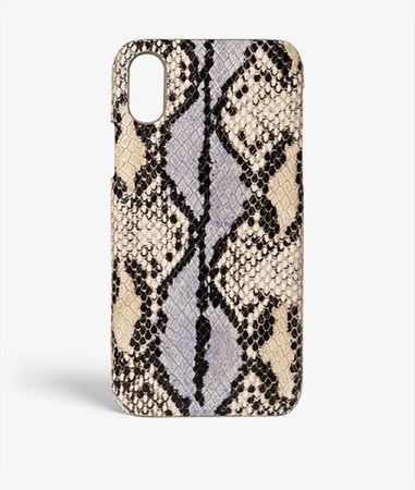 iPhone Xr Leather Case Snake Lila/Grey