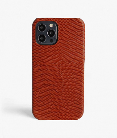 iPhone 12/12 Pro Leather Case Lizard Rusty Red