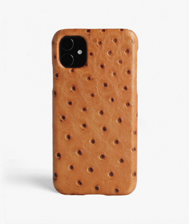 iPhone 11 Leather Case Ostrich Brown