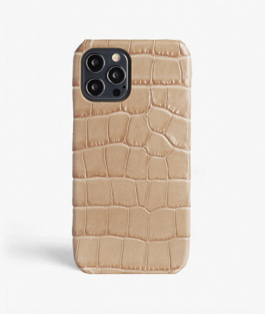 iPhone 12/12 Pro Leather Case Croco Sand