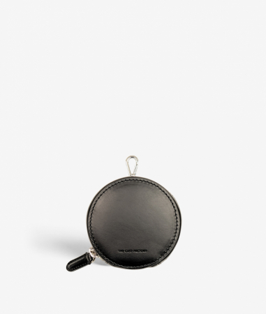 Attachable Round Micro Bag Leather Vegetable Tanned Black