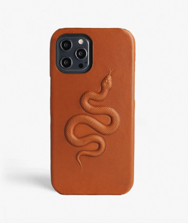 iPhone 12 Pro Max Leather Case Snake Vegetable Tanned Brown