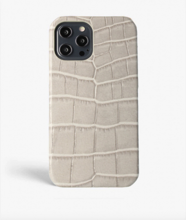  iPhone 12/12 Pro Leather Case Croco Grey Large 
