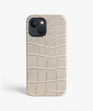 iPhone 13 Leather Case Croco Grey 