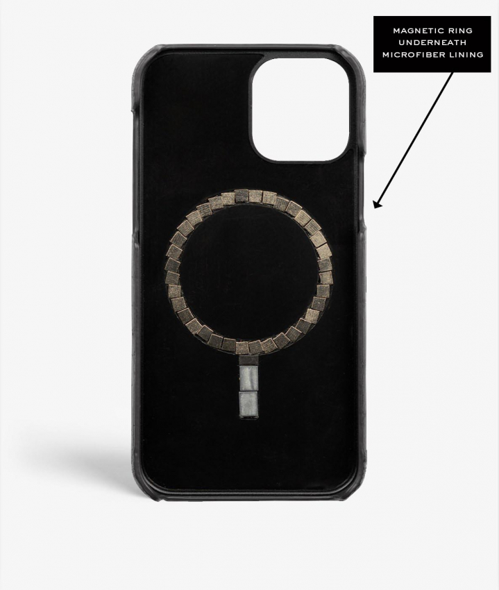 iPhone 12/12 Pro Leather Case Croco Black MagSafe