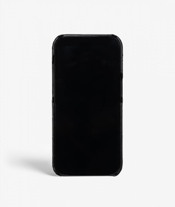 iPhone 14 Pro Leather Case Croco Black