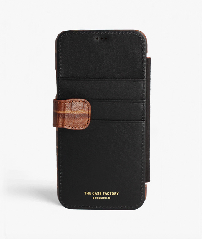 iPhone 11 Pro Max Leather Card Case Croco Brown