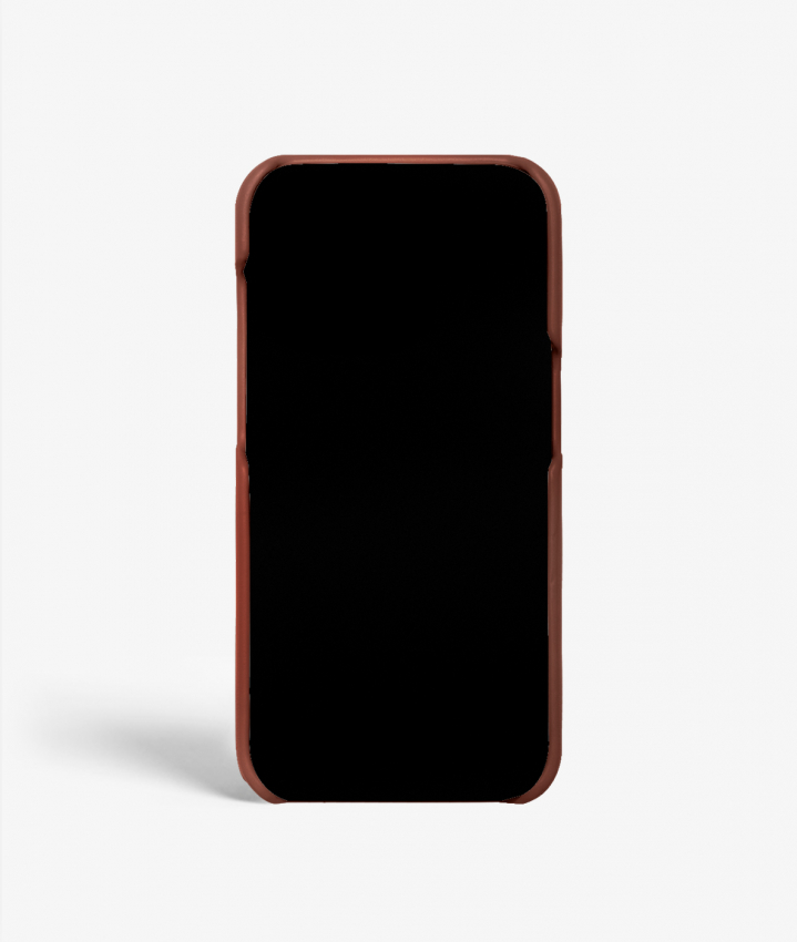  iPhone 14 Pro Leather Case Croco Dark Brown Small 