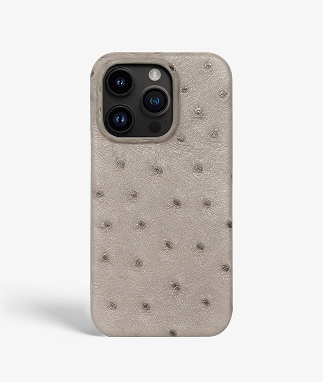  iPhone 14 Pro Max Leather Case Ostrich Grey