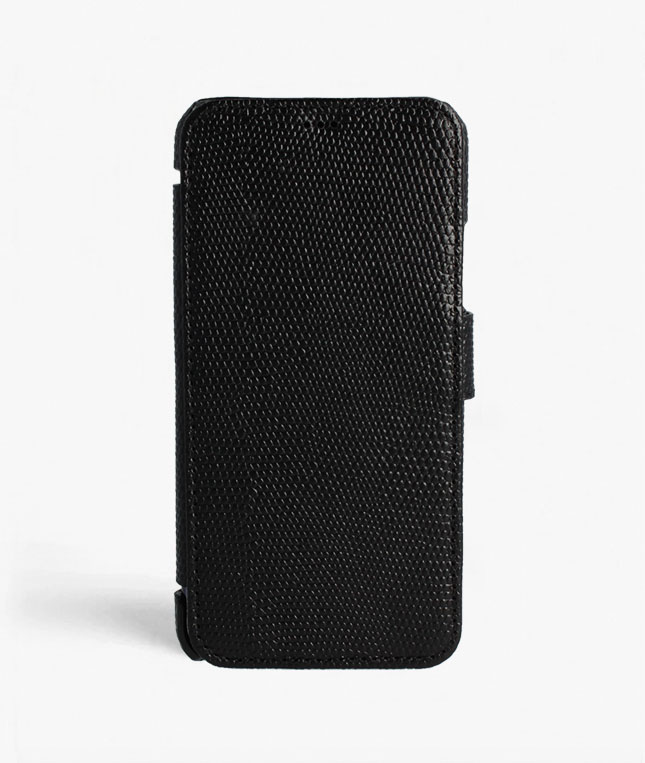 iPhone 11 Pro Max Leather Card Case Lizard Black