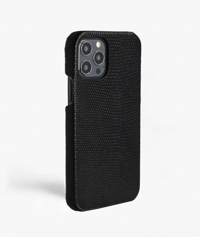  iPhone 12/12 Pro Leather Case Lizard Black