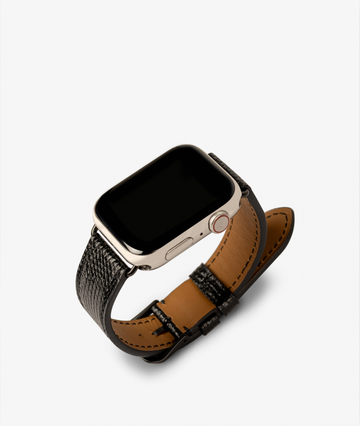 Apple Watch Leather Wristband Lizard Black 38/40/41mm - Matt Black