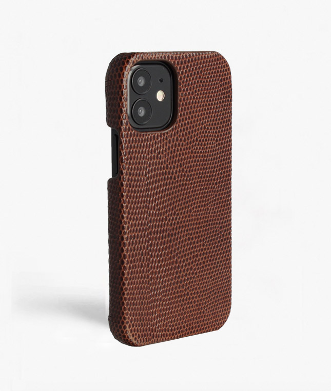 iPhone 12 Mini Leather Case Lizard Brown