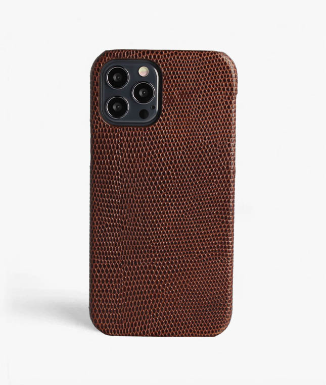  iPhone 12 Pro Max Leather Case Lizard Brown 