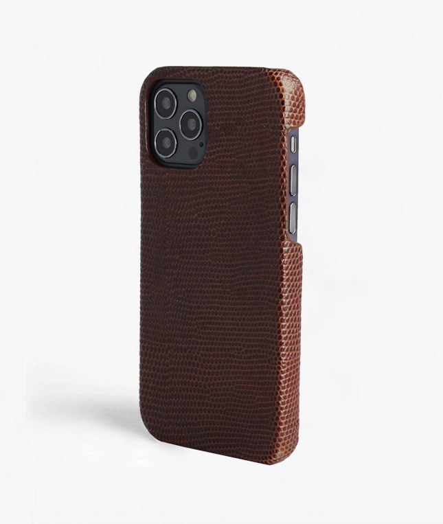 iPhone 12/12 Pro Leather Case Lizard Brown