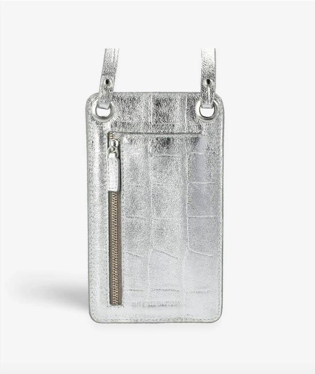 Smart Crossbody Bag Croco Silver