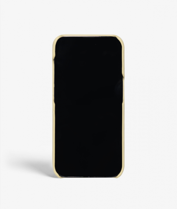 iPhone 14 Pro Leather Case Croco Pastel Yellow