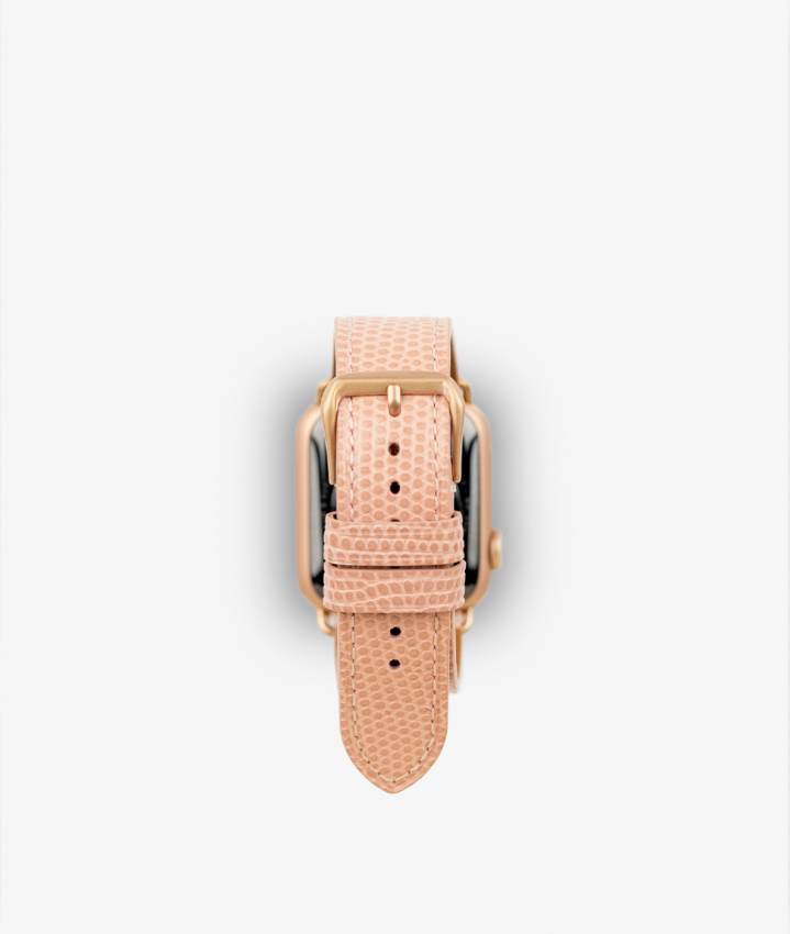 Apple Watch Leather Wristband Lizard Blush Pink 38/40/41mm - Matt Gold
