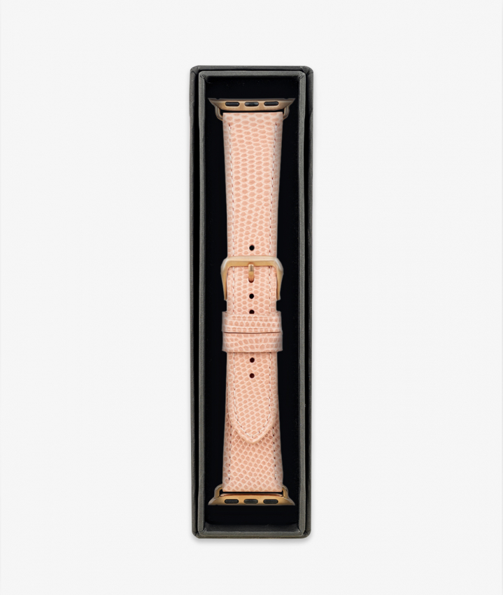 Apple Watch Leather Wristband Lizard Blush Pink 38/40/41mm - Matt Gold
