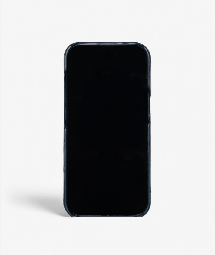 iPhone 13 Pro Leather Case Croco Navy/Orange