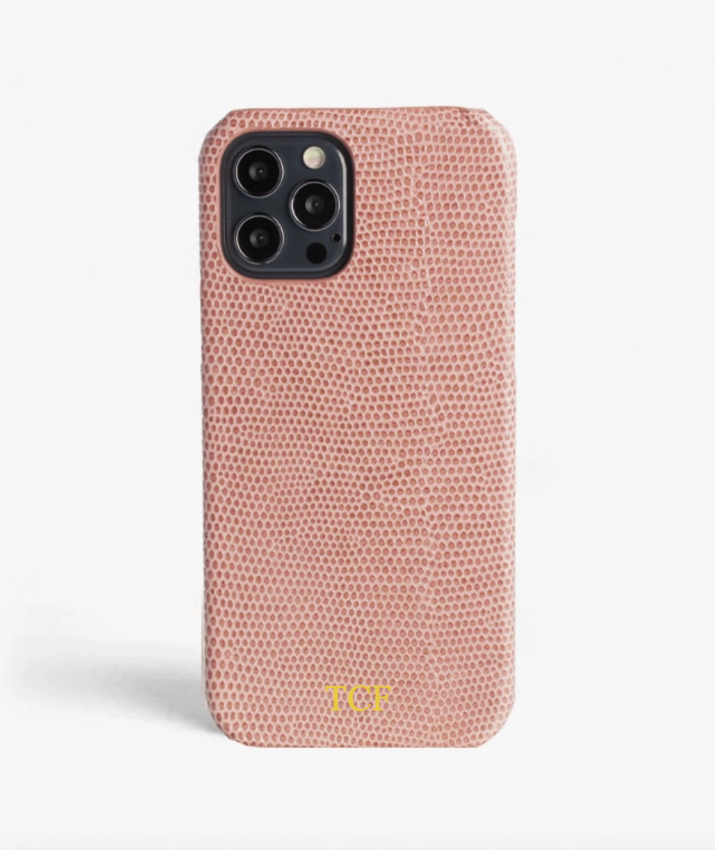iPhone 12/12 Pro Leather Case Lizard Dusty Pink Magsafe
