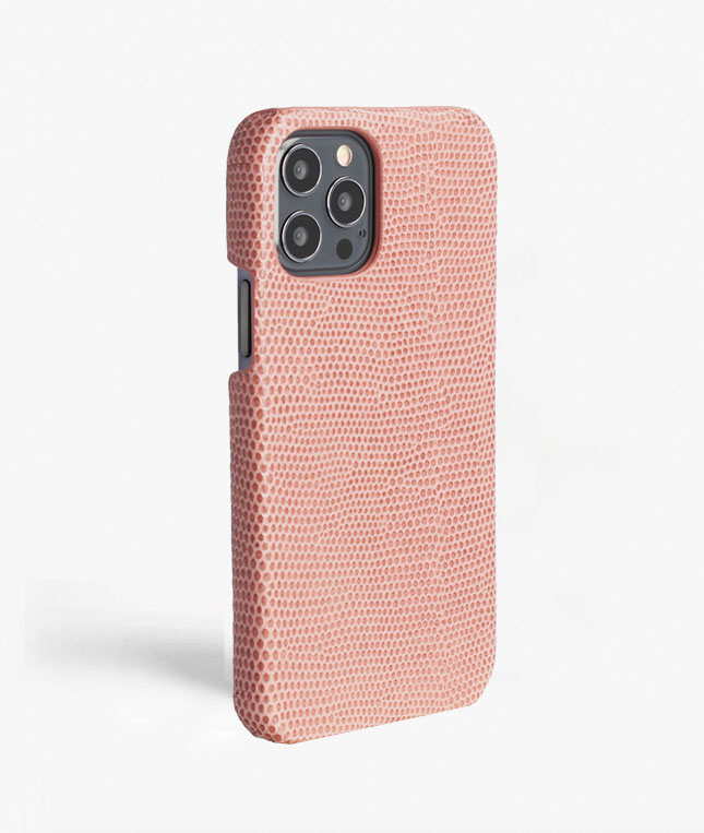 iPhone 12/12 Pro Leather Case Lizard Dusty Pink