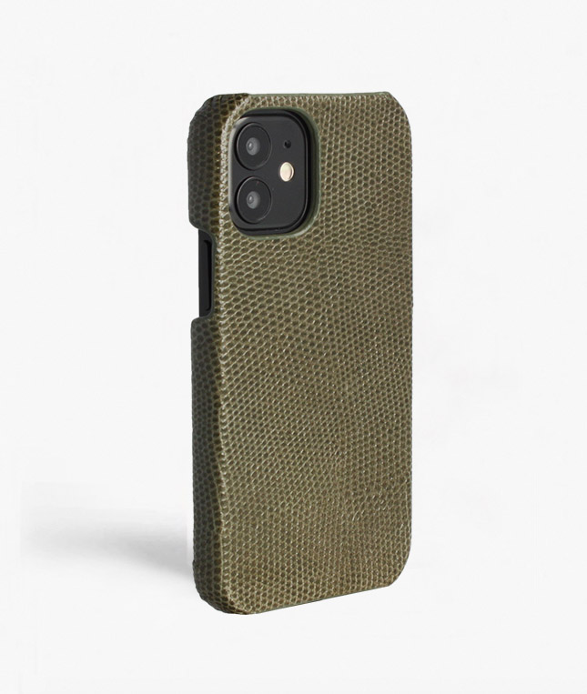 iPhone 12 Mini Leather Case Lizard Olive