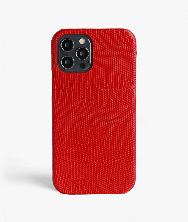 iPhone 13 Pro Max Leather Case Lizard Red