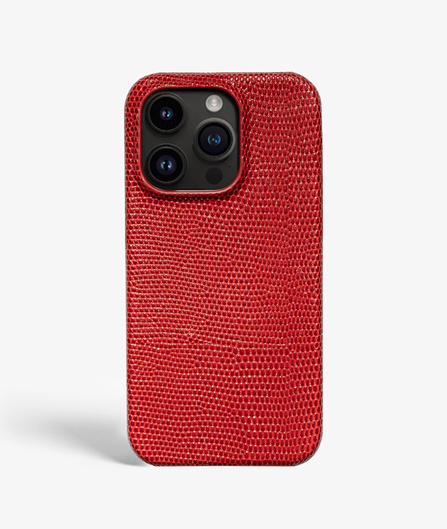 iPhone 14 Pro Max Leather Case Lizard Red