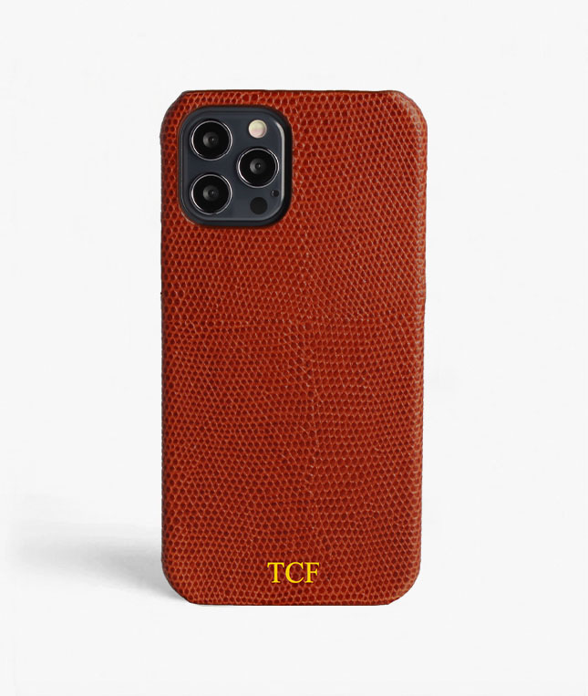 iPhone 12/12 Pro Leather Case Lizard Rusty Red