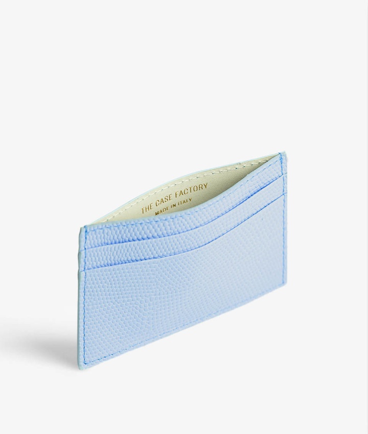 Card Holder Leather Lizard Baby Blue