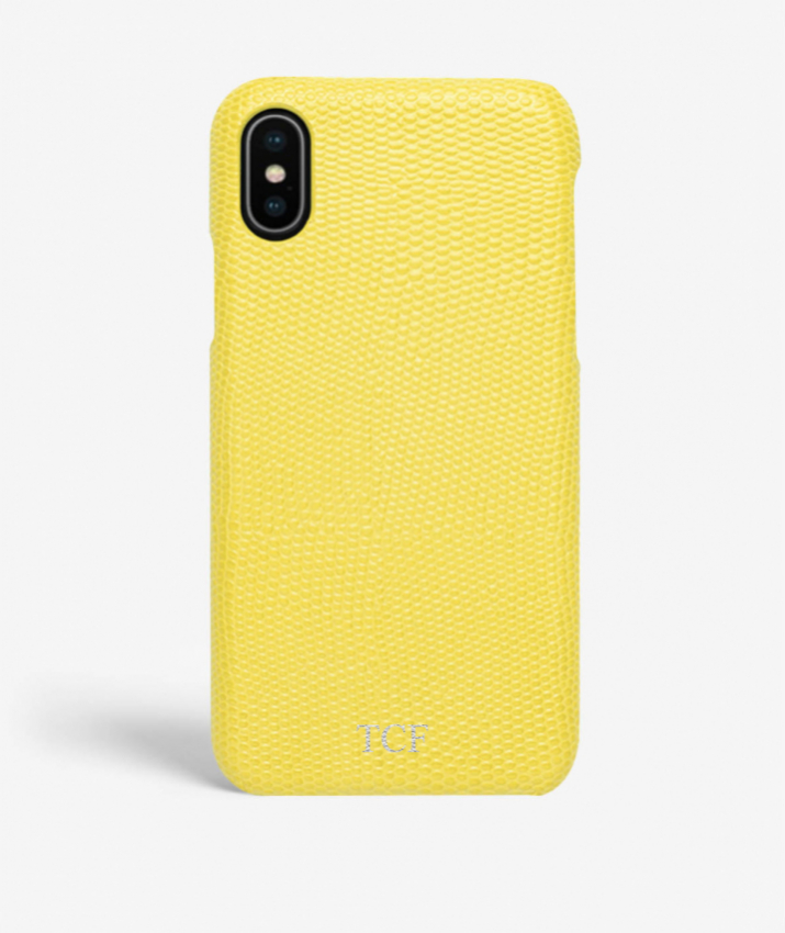 iPhone X/Xs Leather Case Lizard Limone
