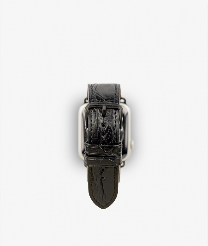 Apple Watch Leather Wristband Real Crocodile Black 